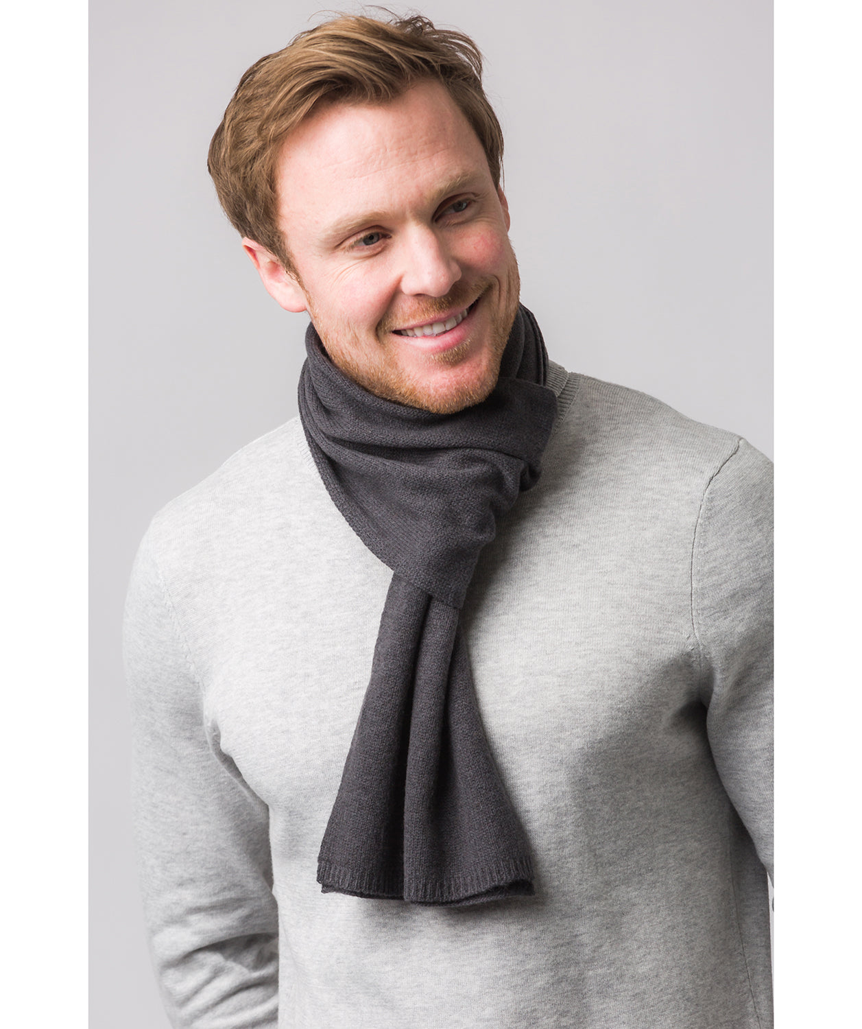 'Cambridge' Slate 100% Cashmere Scarf