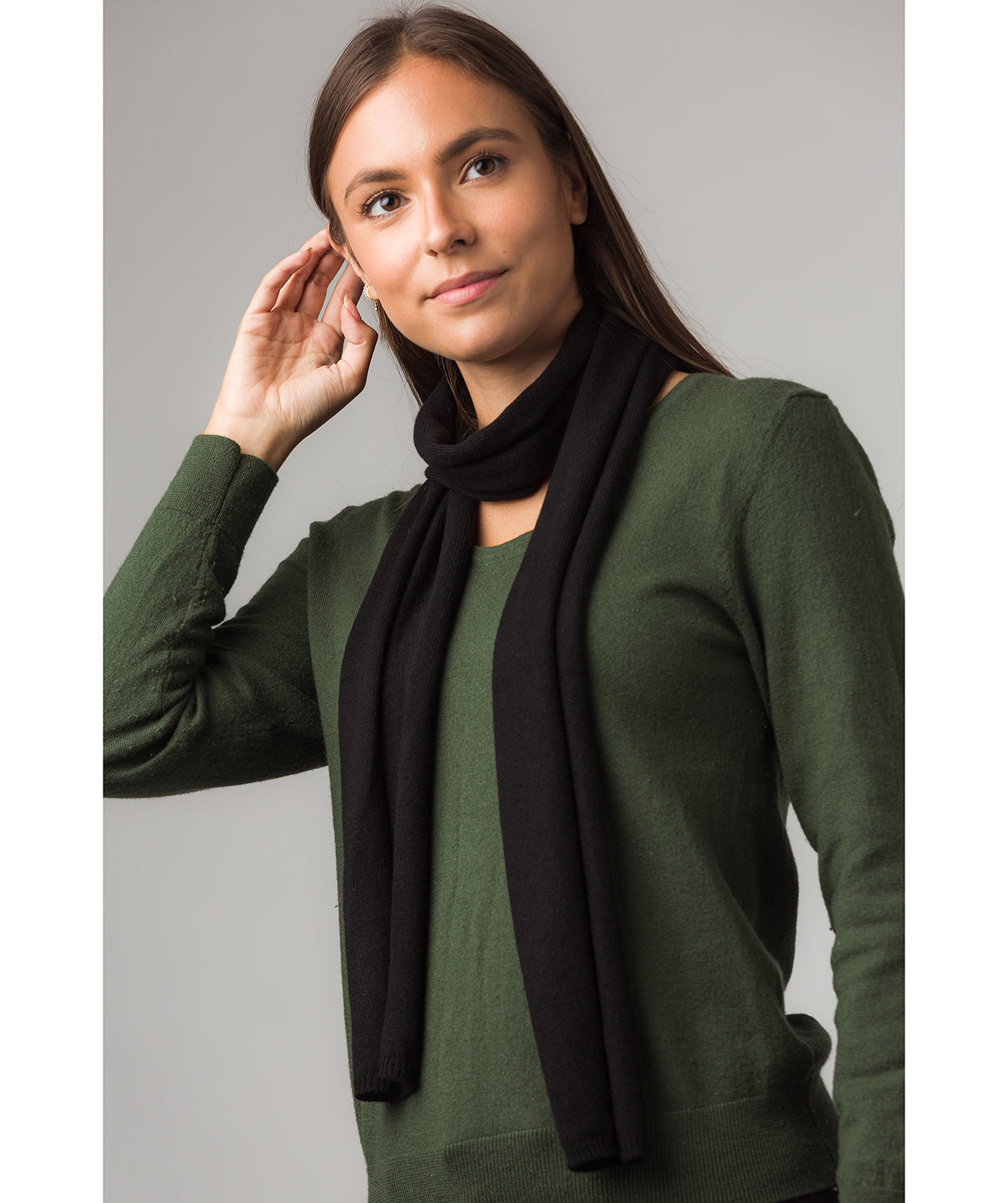 'Oxford' Black 100% Cashmere Scarf