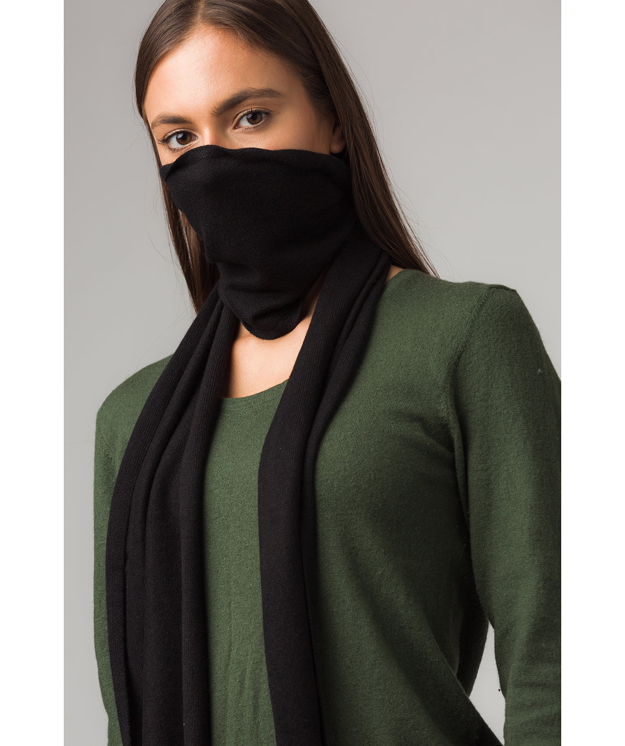 'Oxford' Black 100% Cashmere Scarf