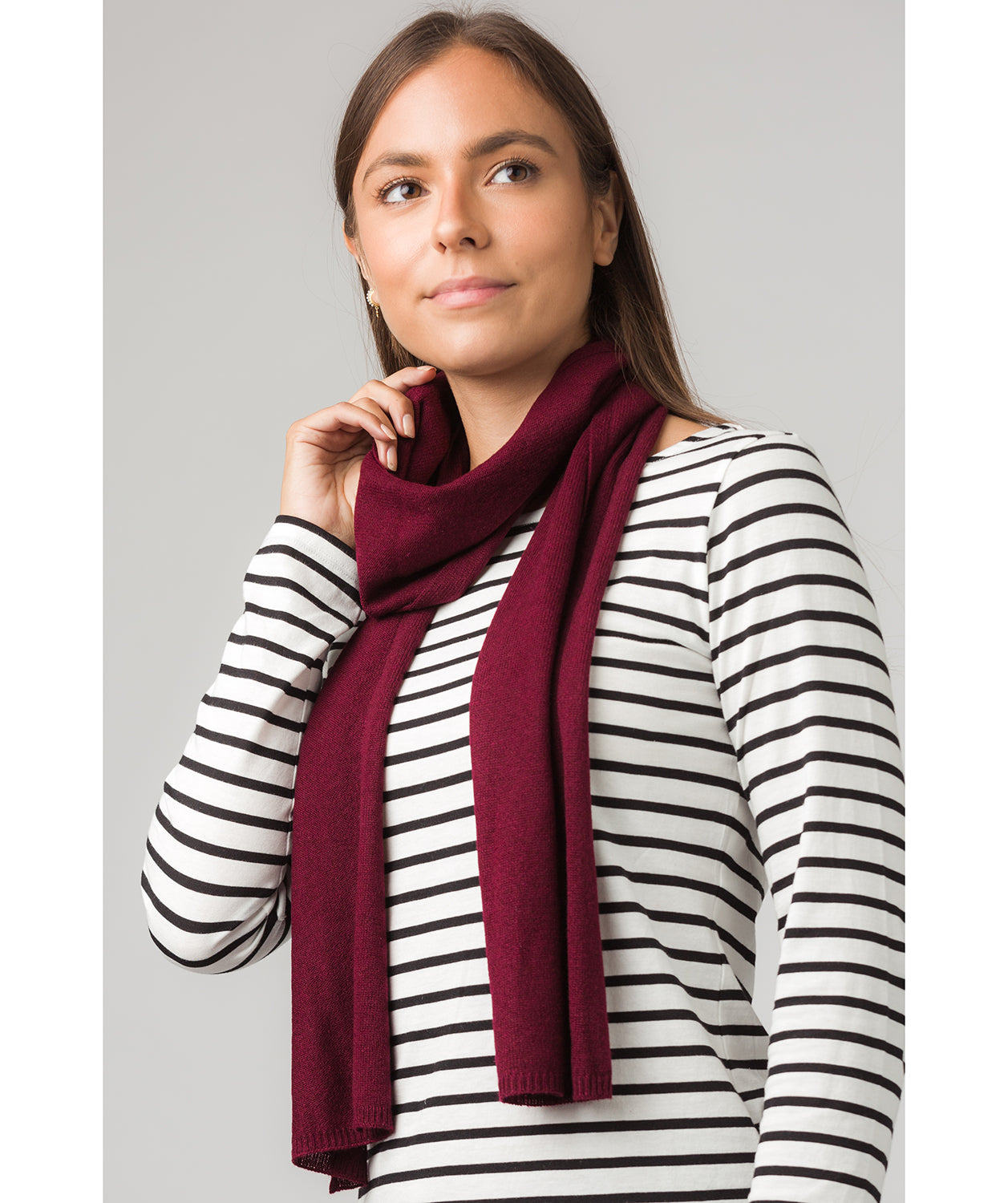'Oxford' Burgundy 100% Cashmere Scarf