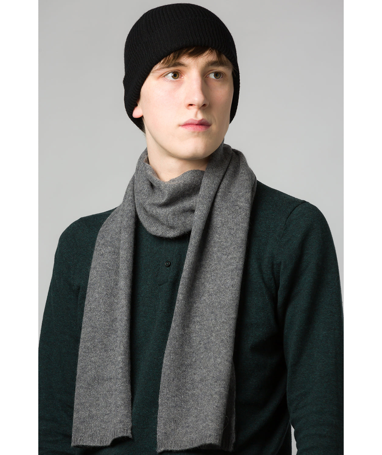 'Oxford' Grey 100% Cashmere Scarf