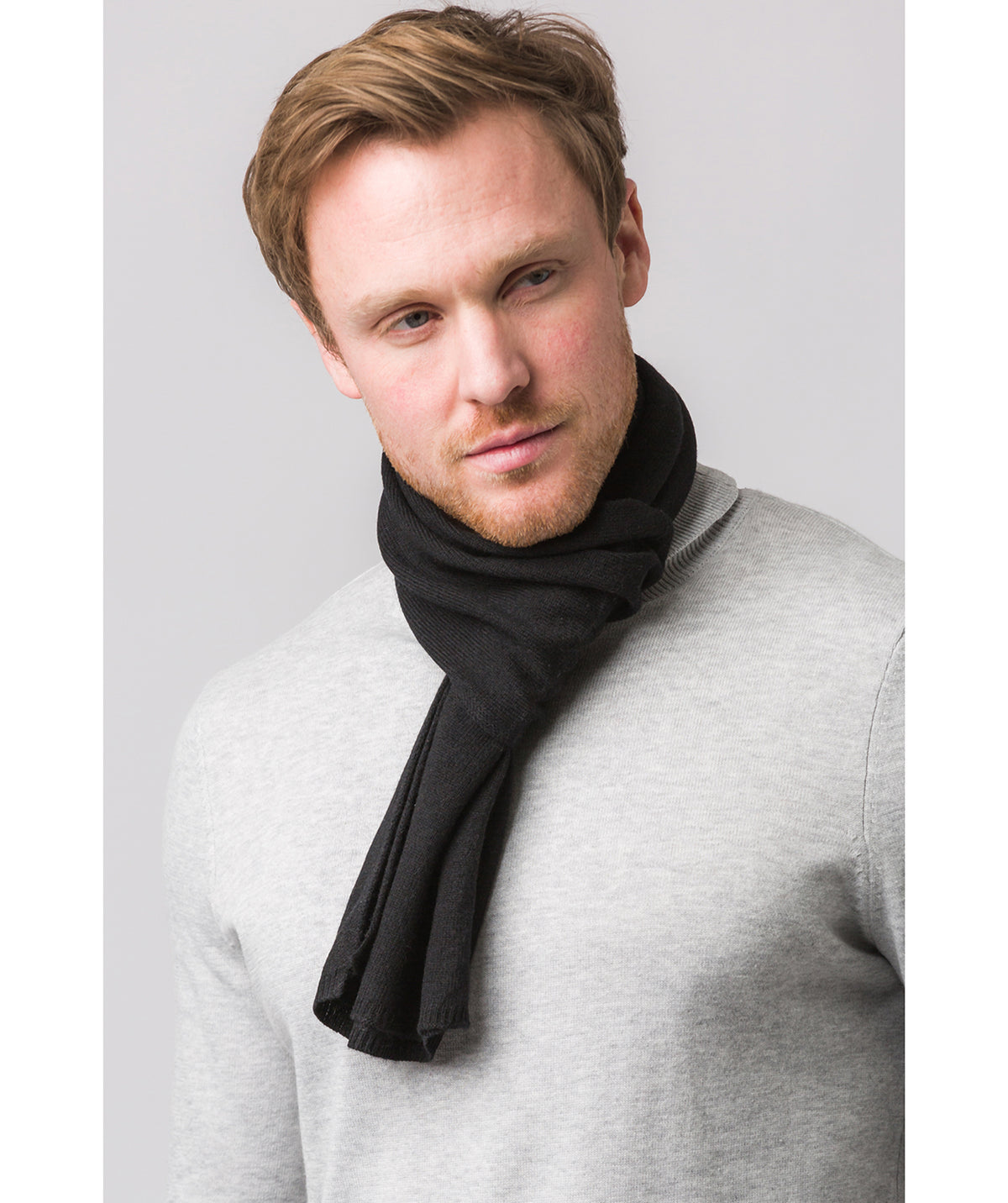 'Edinburgh' Black Cashmere and Merino Wool Scarf
