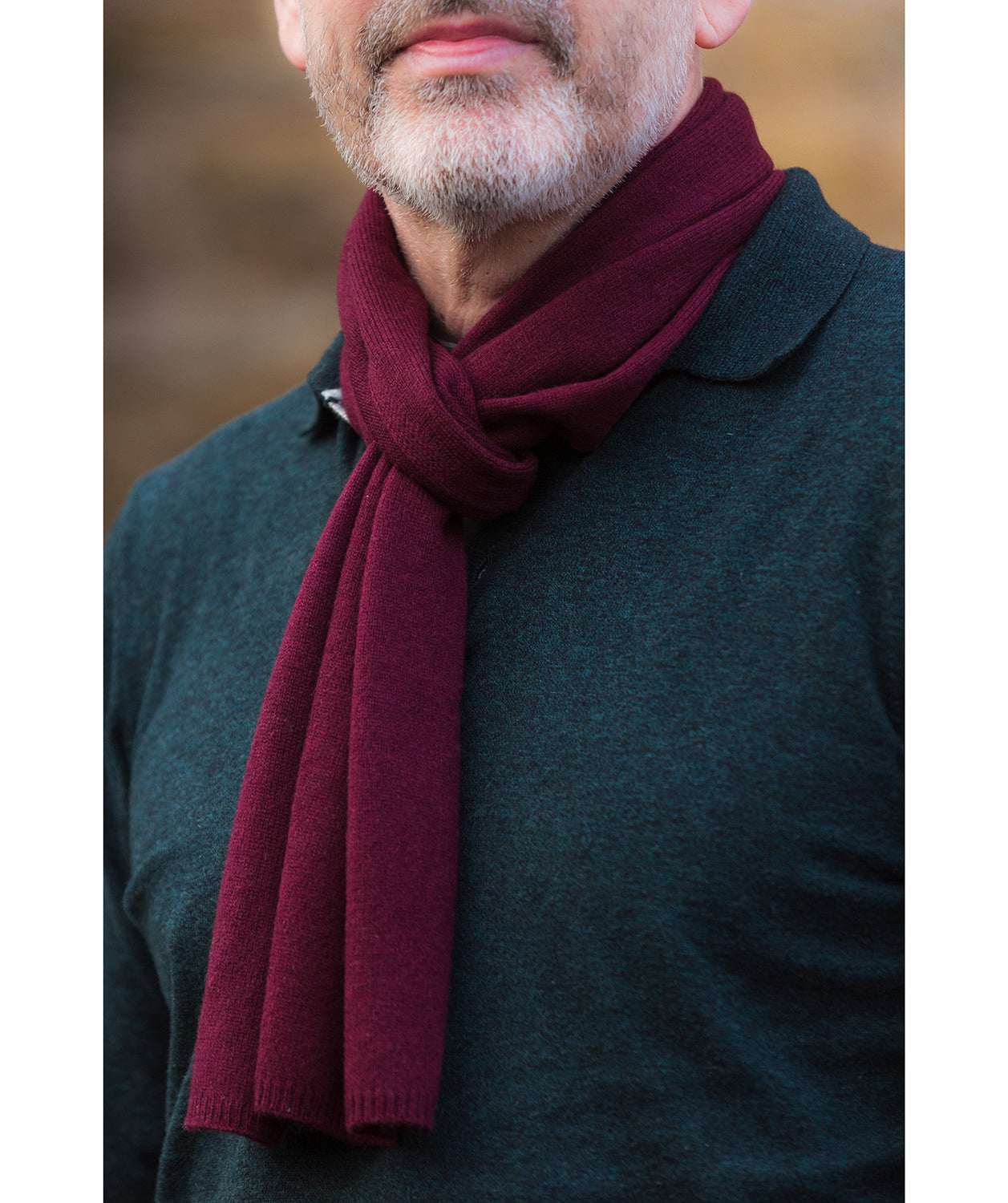 'Edinburgh' Burgundy Cashmere and Merino Wool Scarf