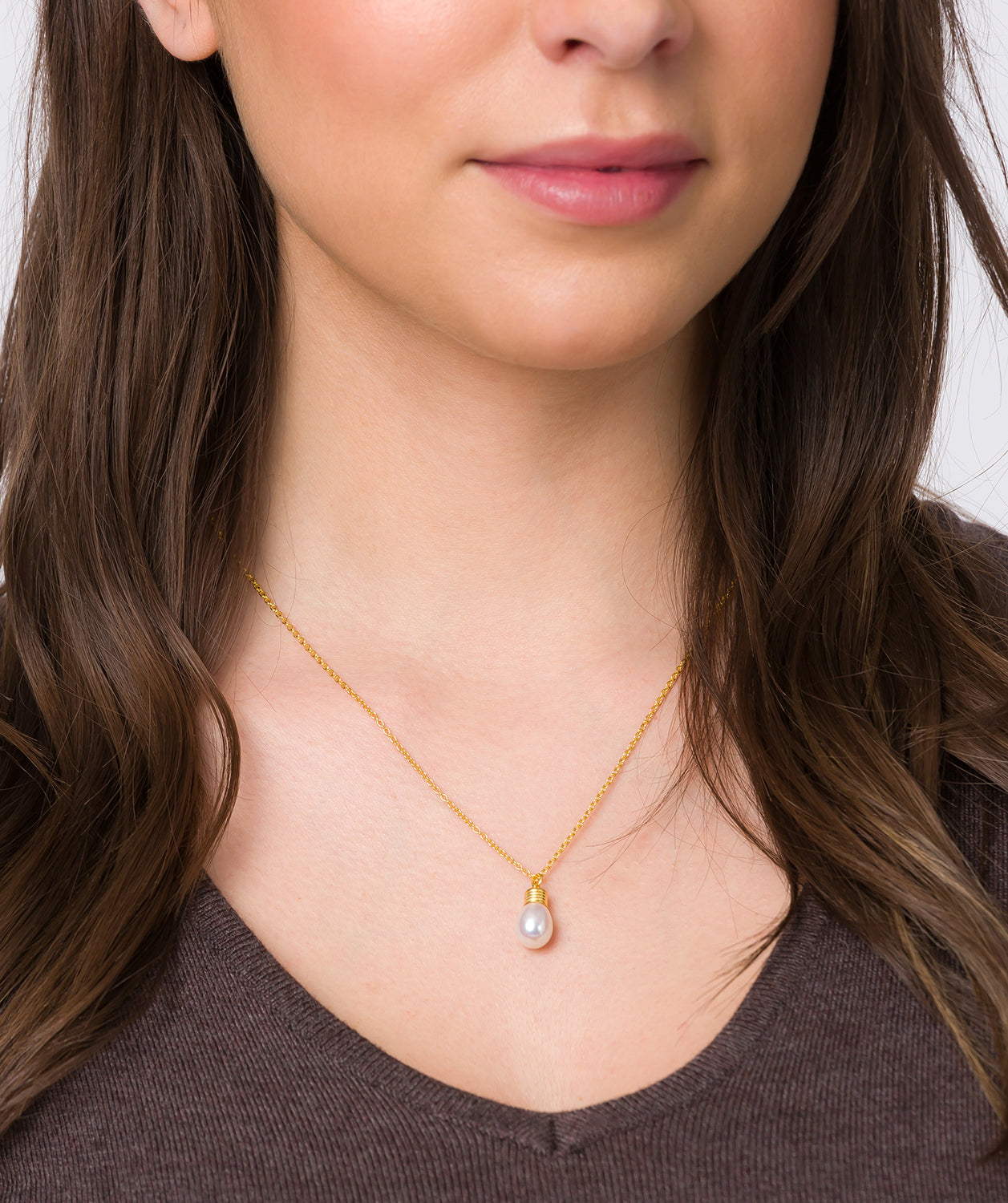 Gift Packaged 'Niamh' 18ct Yellow Gold Plated Sterling Silver Oval Freshwater Pearl Necklace