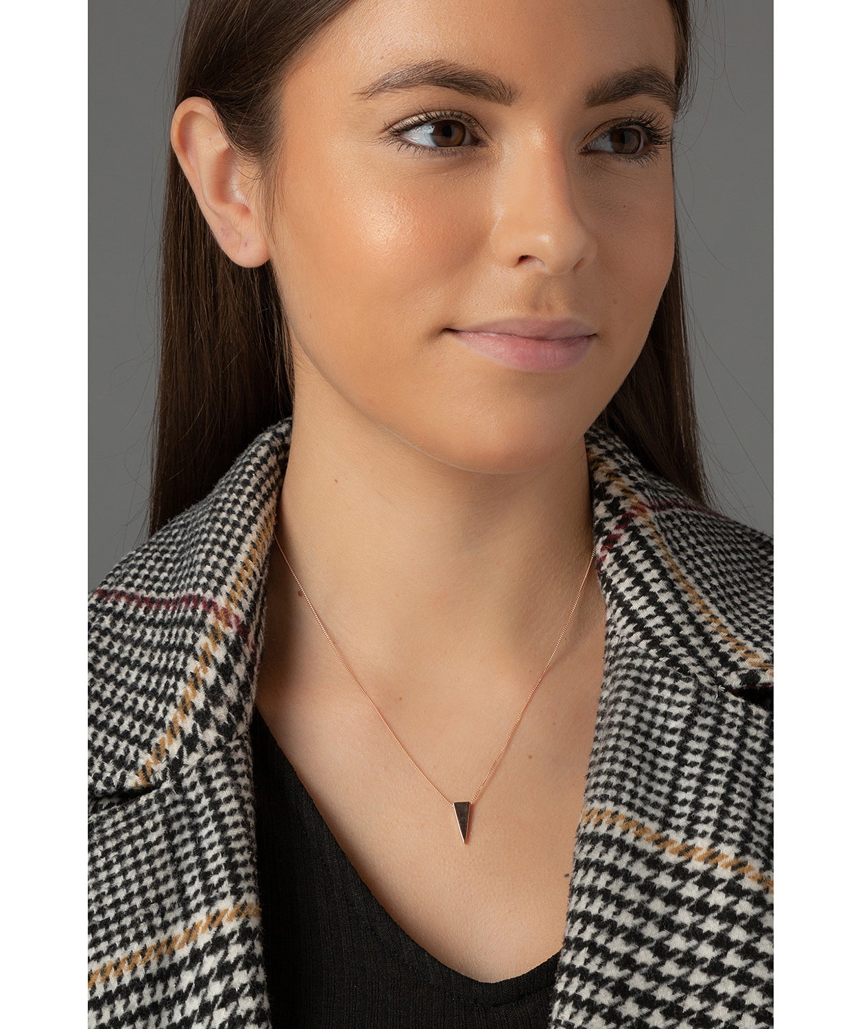 'Shani' Rose Gold Plated Sterling Silver Drop Triangle Pendant Necklace image 2