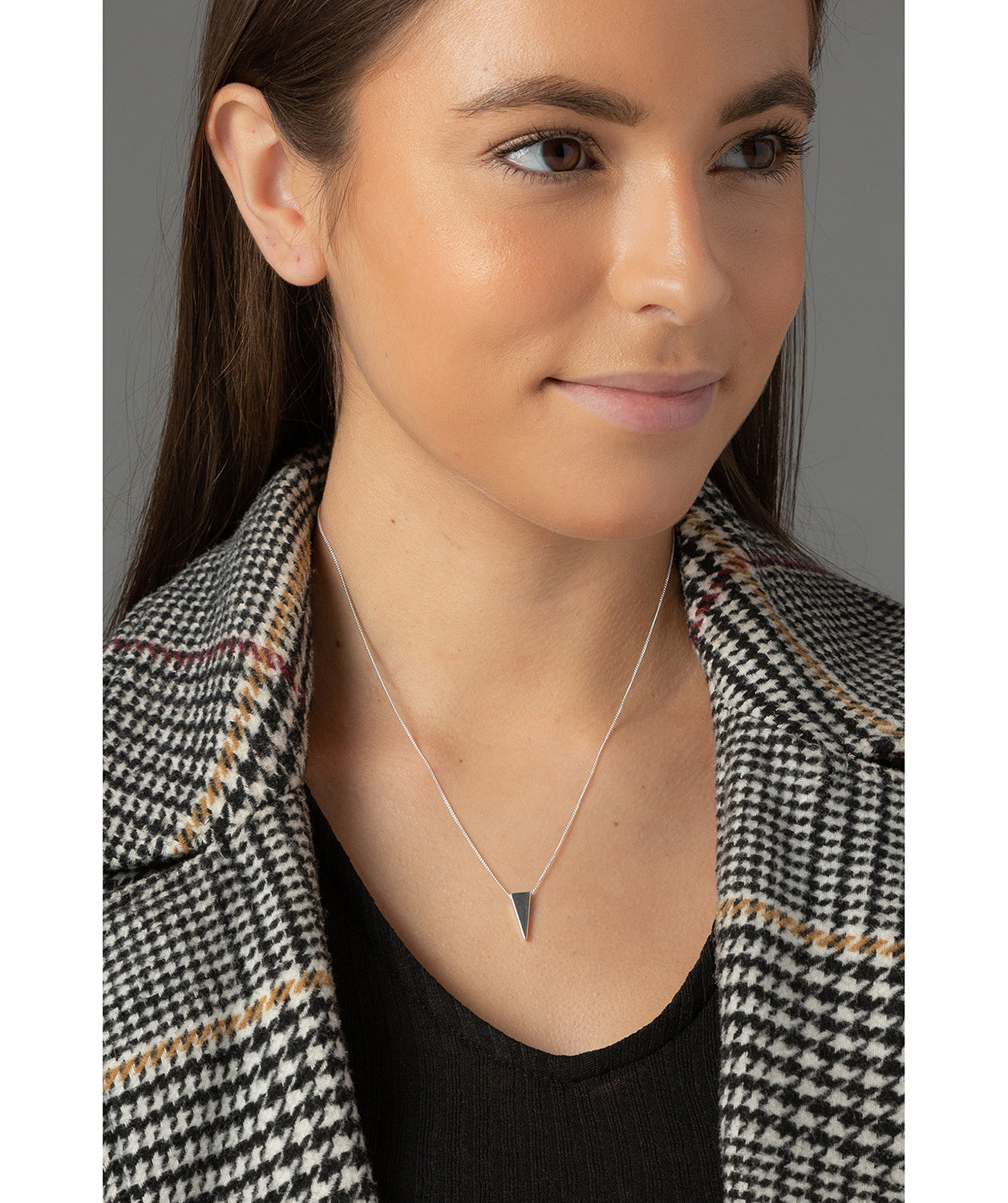 'Shani' Sterling Silver Drop Triangle Pendant Necklace image 2