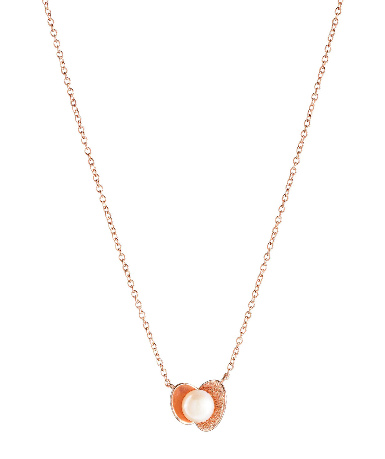 'Maye' Rose Gold Plated Sterling Silver Oyster and Pearl Necklace image 1