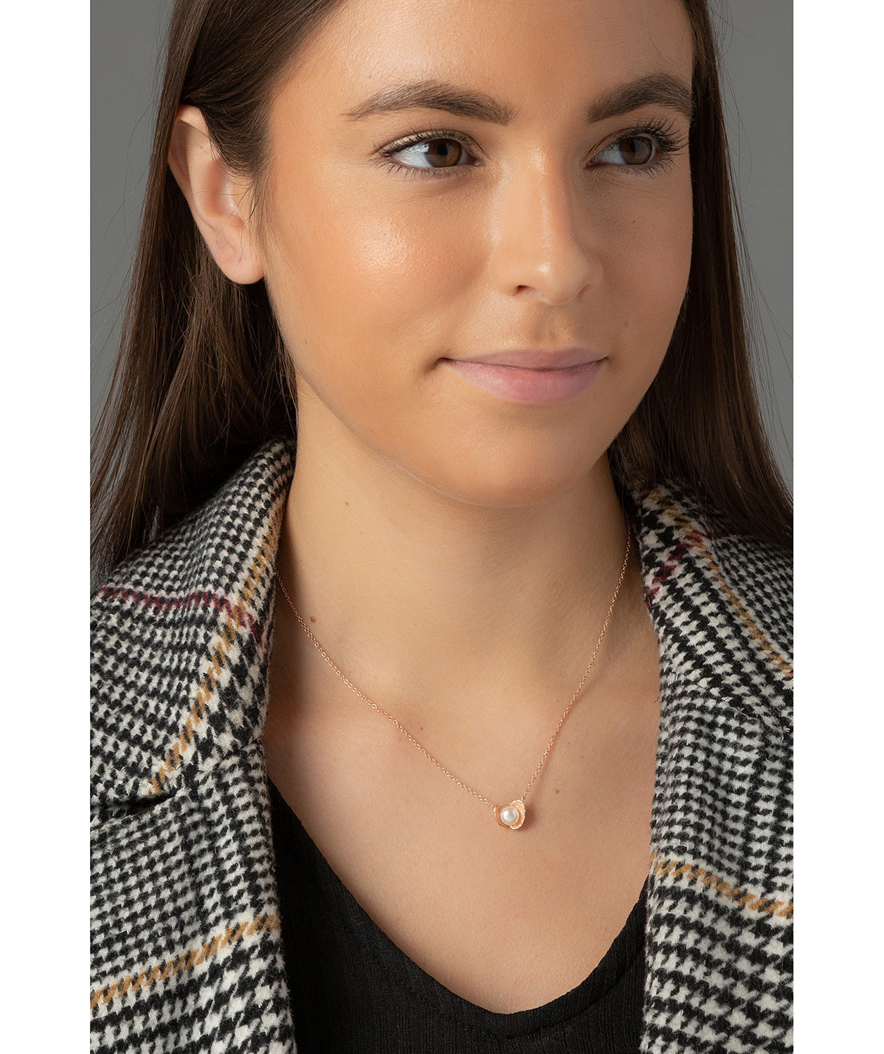'Maye' Rose Gold Plated Sterling Silver Oyster and Pearl Necklace image 2