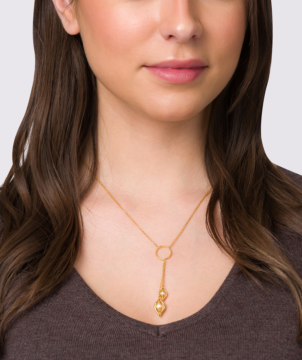 Gift Packaged 'Evora' 18ct Yellow Gold Plated Sterling Silver & Freshwater Pearl Necklace