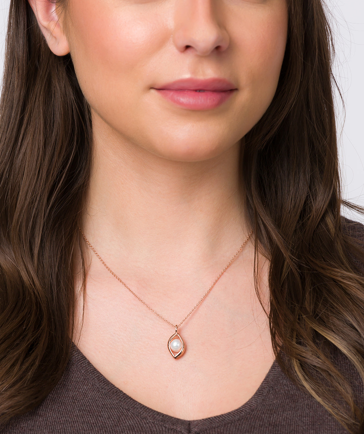 Gift Packaged 'Jensen' 18ct Rose Gold Plated Sterling Silver Teardrop Freshwater Pearl Necklace