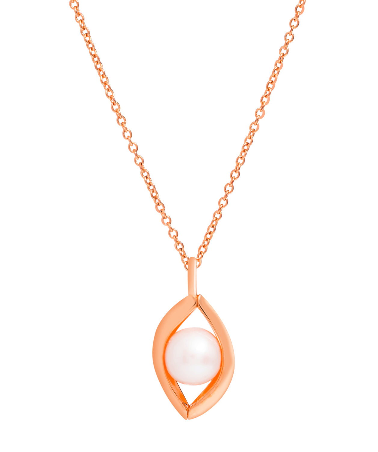 Gift Packaged 'Jensen' 18ct Rose Gold Plated Sterling Silver Teardrop Freshwater Pearl Necklace