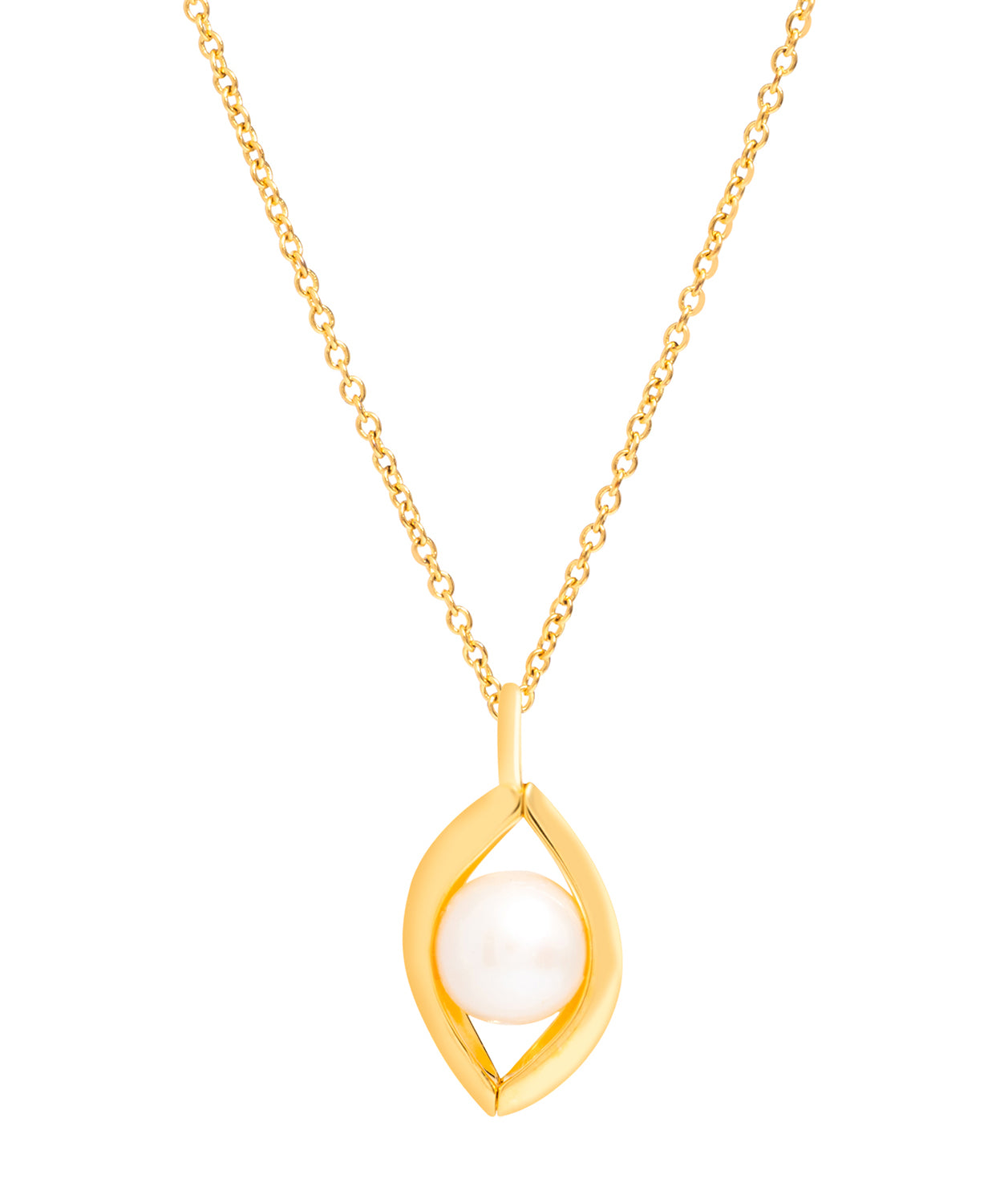 Gift Packaged 'Jensen' 18ct Yellow Gold Plated Sterling Silver Teardrop Freshwater Pearl Necklace
