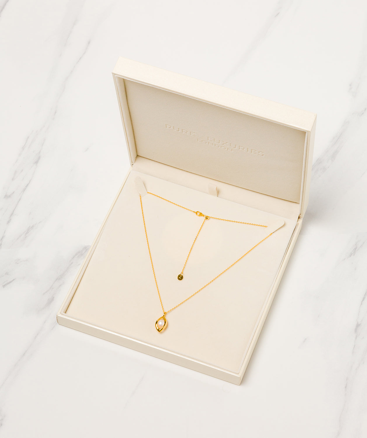 Gift Packaged 'Jensen' 18ct Yellow Gold Plated Sterling Silver Teardrop Freshwater Pearl Necklace