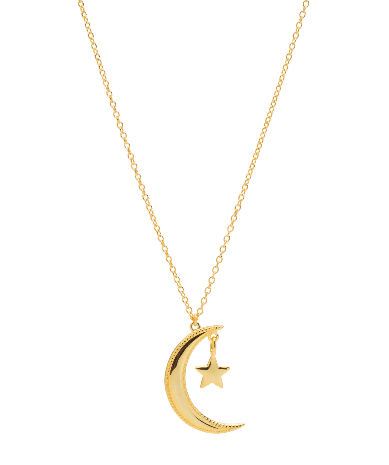 Gift Packaged 'Alaia' 18ct Yellow Gold Plated 925 Silver Crescent Moon and Star Pendant Necklace