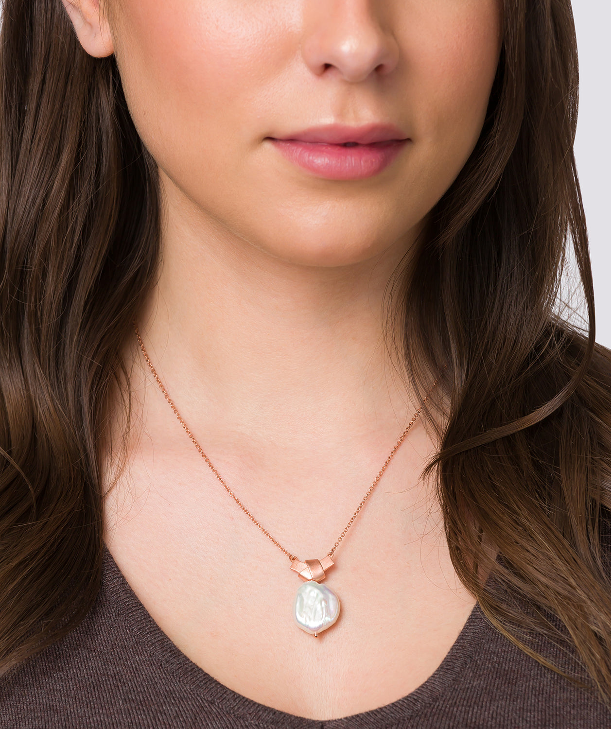 Gift Packaged 'Edna' 18ct Rose Gold Plated Sterling Silver Baroque Freshwater Pearl Necklace