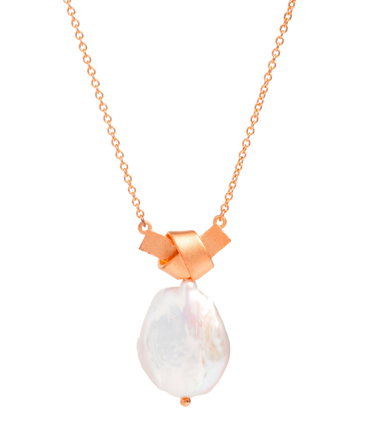 Gift Packaged 'Edna' 18ct Rose Gold Plated Sterling Silver Baroque Freshwater Pearl Necklace