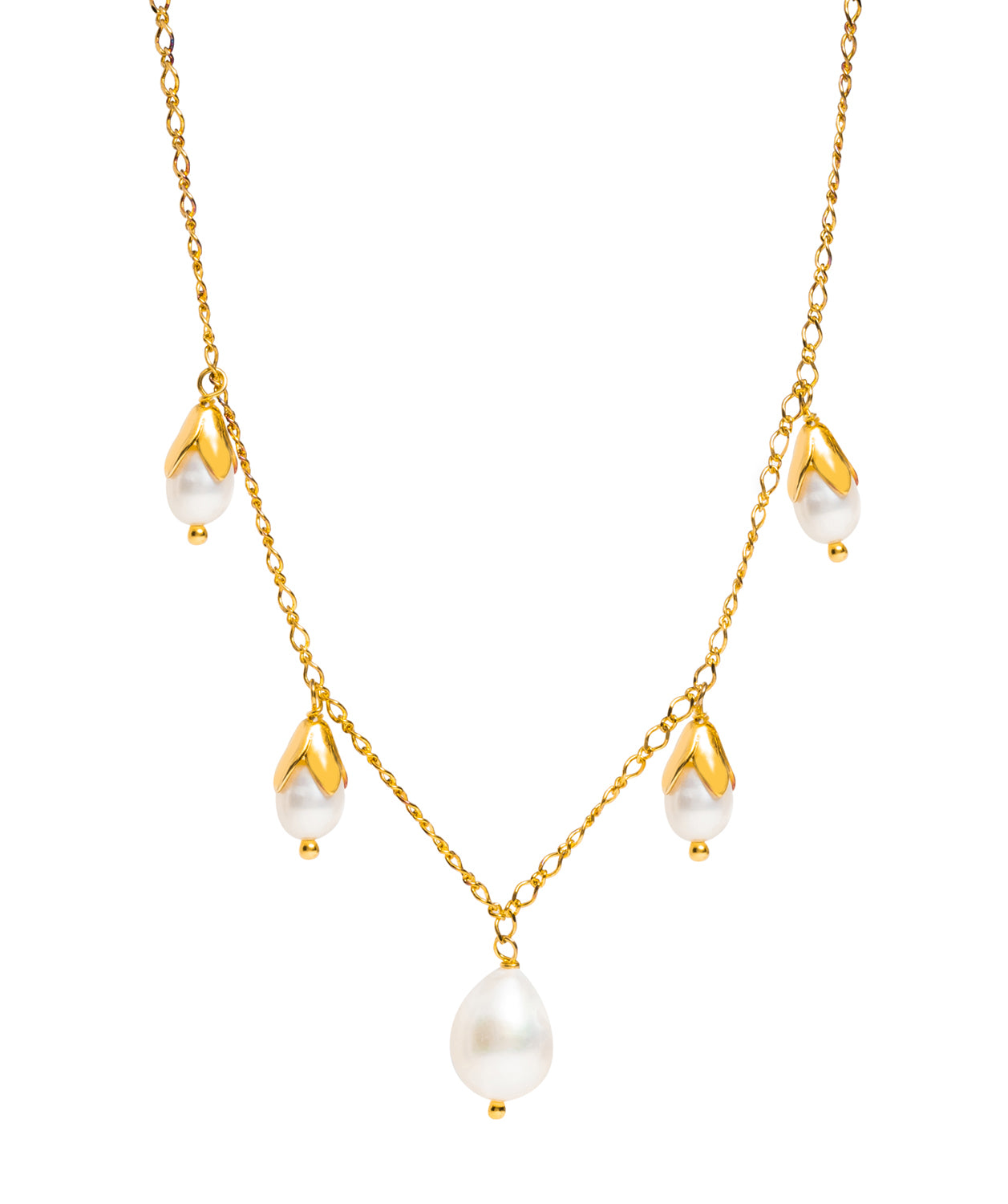 Gift Packaged 'Thelma' 18ct Yellow Gold Plated Sterling Silver Freshwater Pearl Drop Necklace