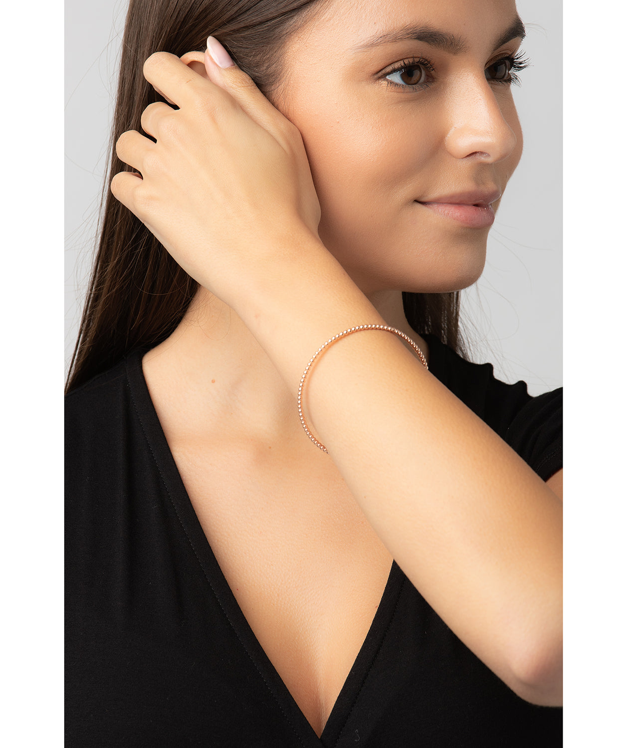 Gift Packaged 'Gemma' 18ct Rose Gold Plated Sterling Silver Beaded Bangle