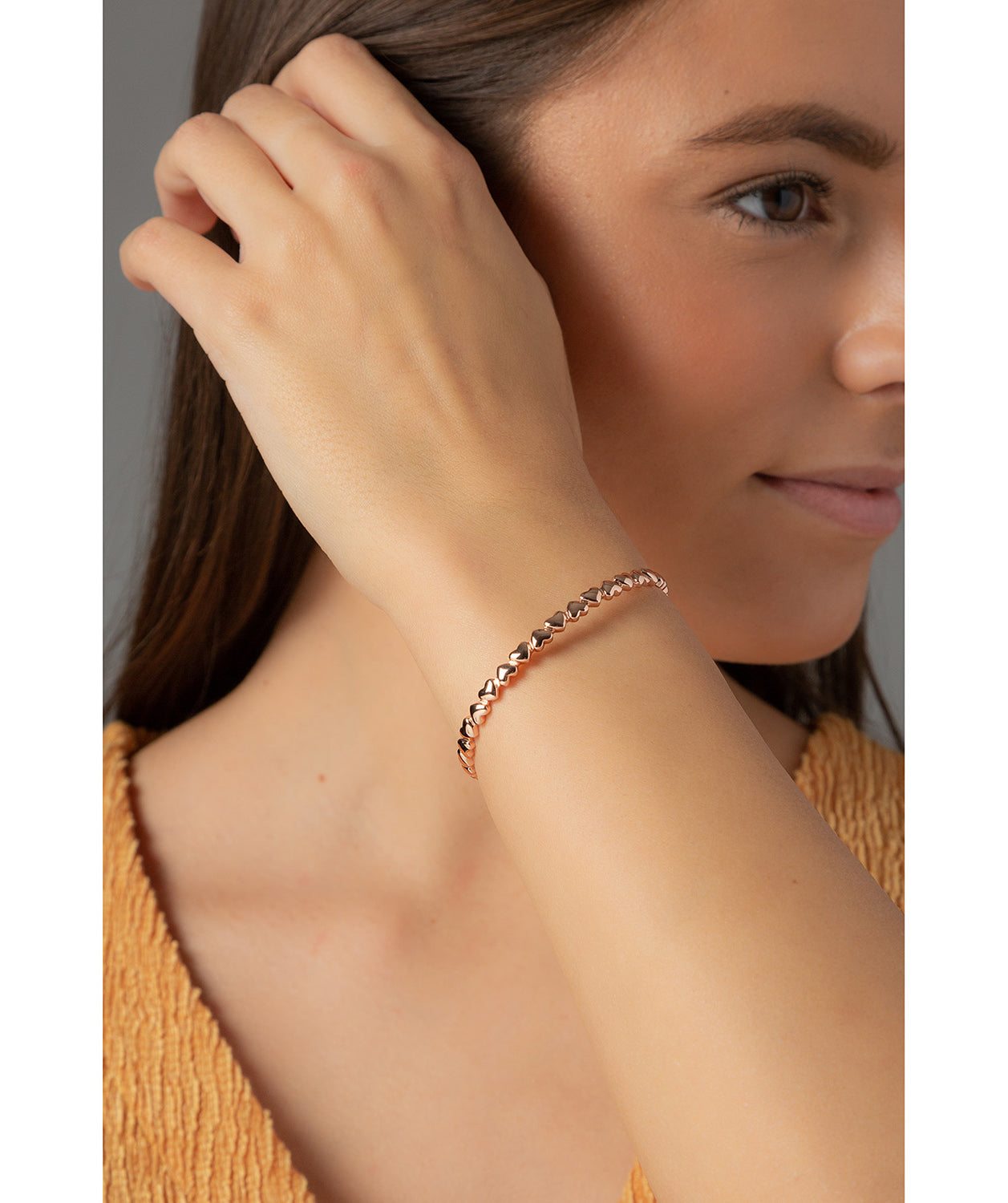'Bridget' Rose Gold Plated Sterling Silver Heart Bangle image 2