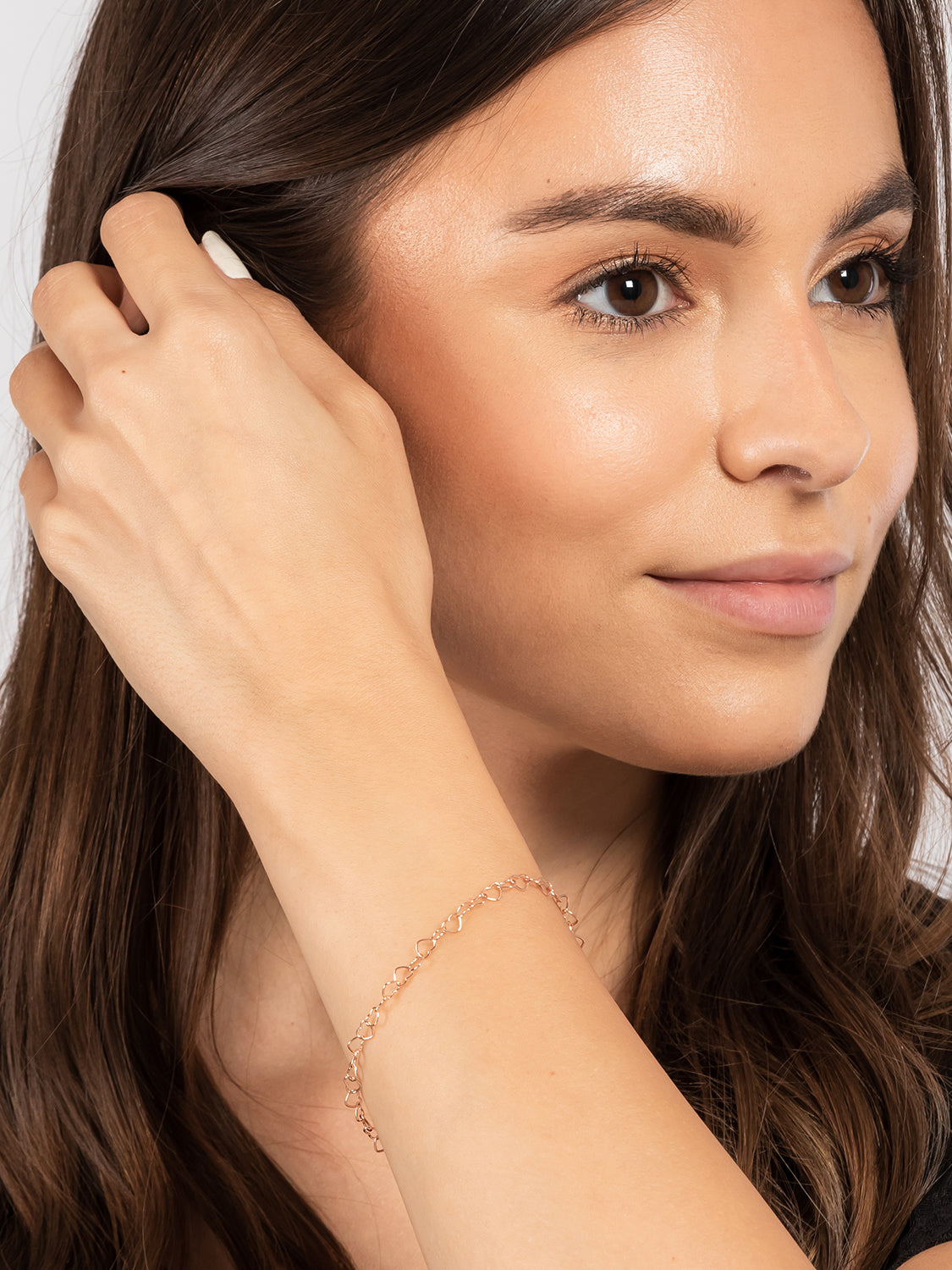 Gift Packaged 'Stella' 18ct Rose Gold 925 Silver Heart Chain Bracelet