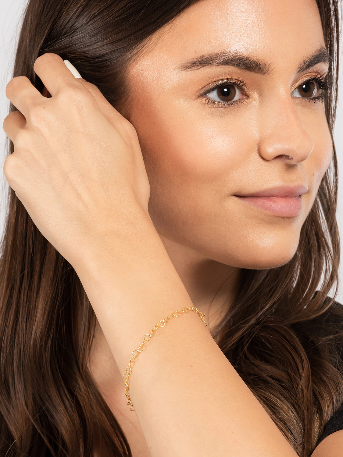 Gift Packaged 'Stella' 18ct Yellow Gold 925 Silver Heart Chain Bracelet