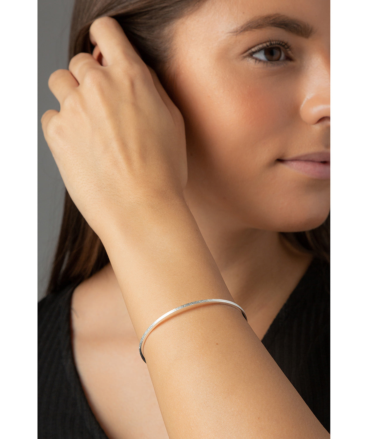 'Antonia' Sterling Silver Brushed Bangle image 2