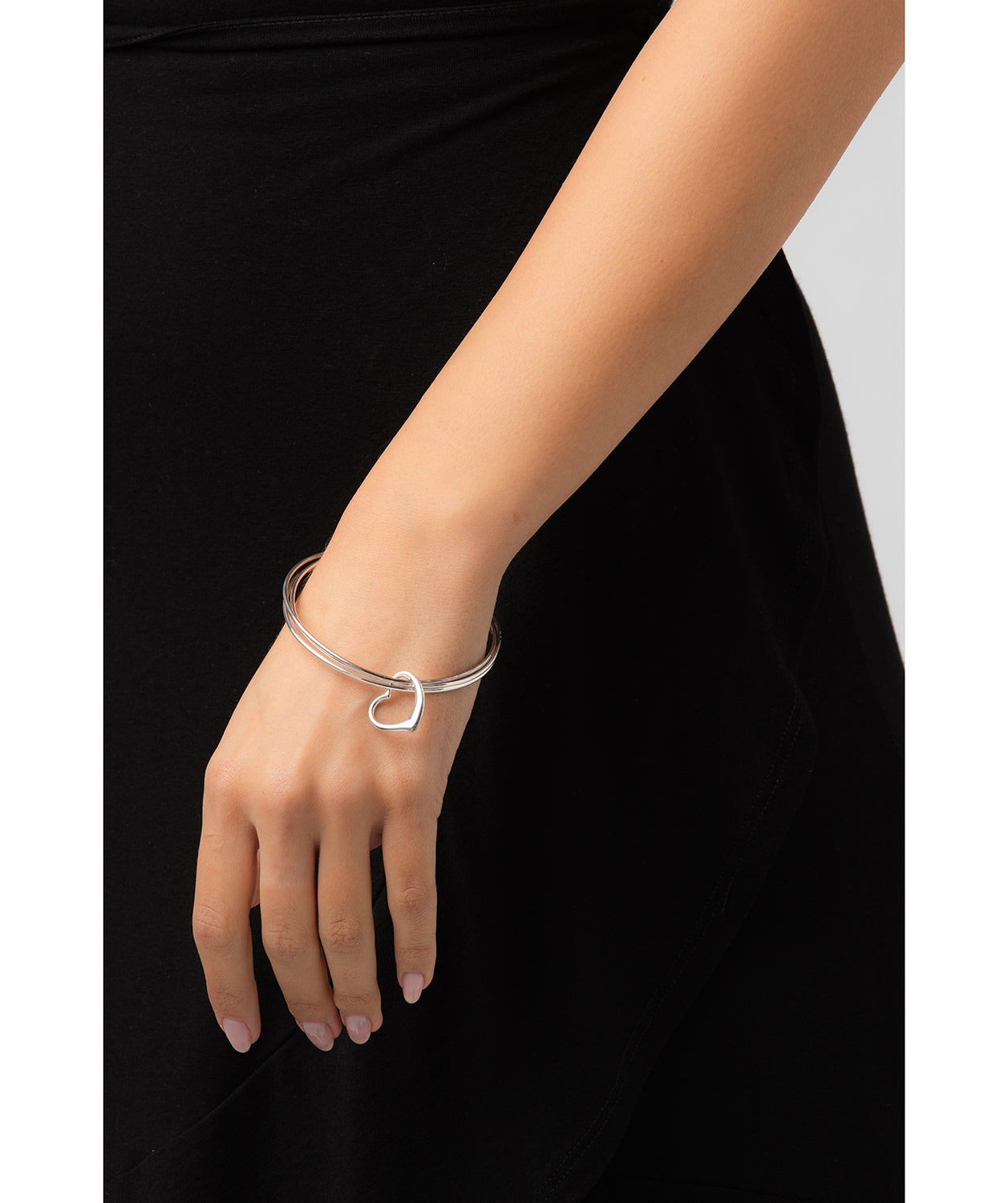 Gift Packaged 'Bethan' Sterling Silver Heart Pendant Bangle