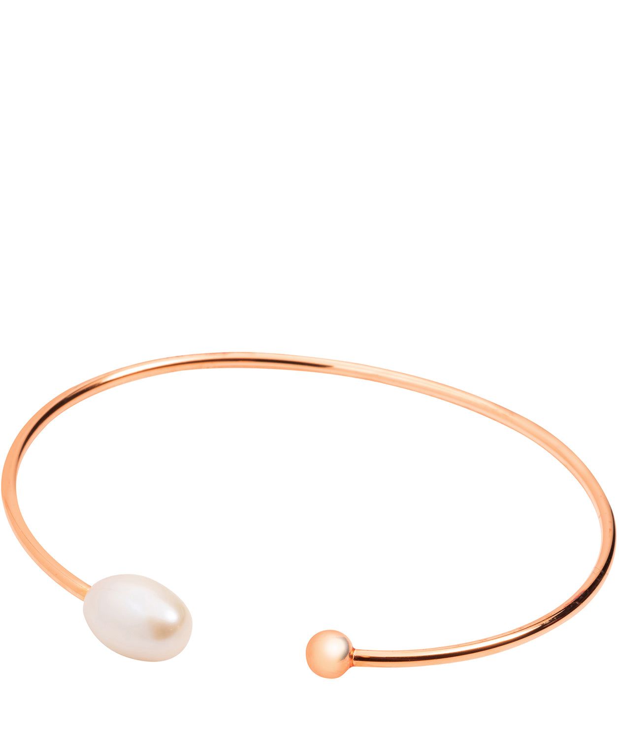 Gift Packaged 'Cruz' 18ct Rose Gold Plated Sterling Silver Freshwater Pearl Dainty Bangle
