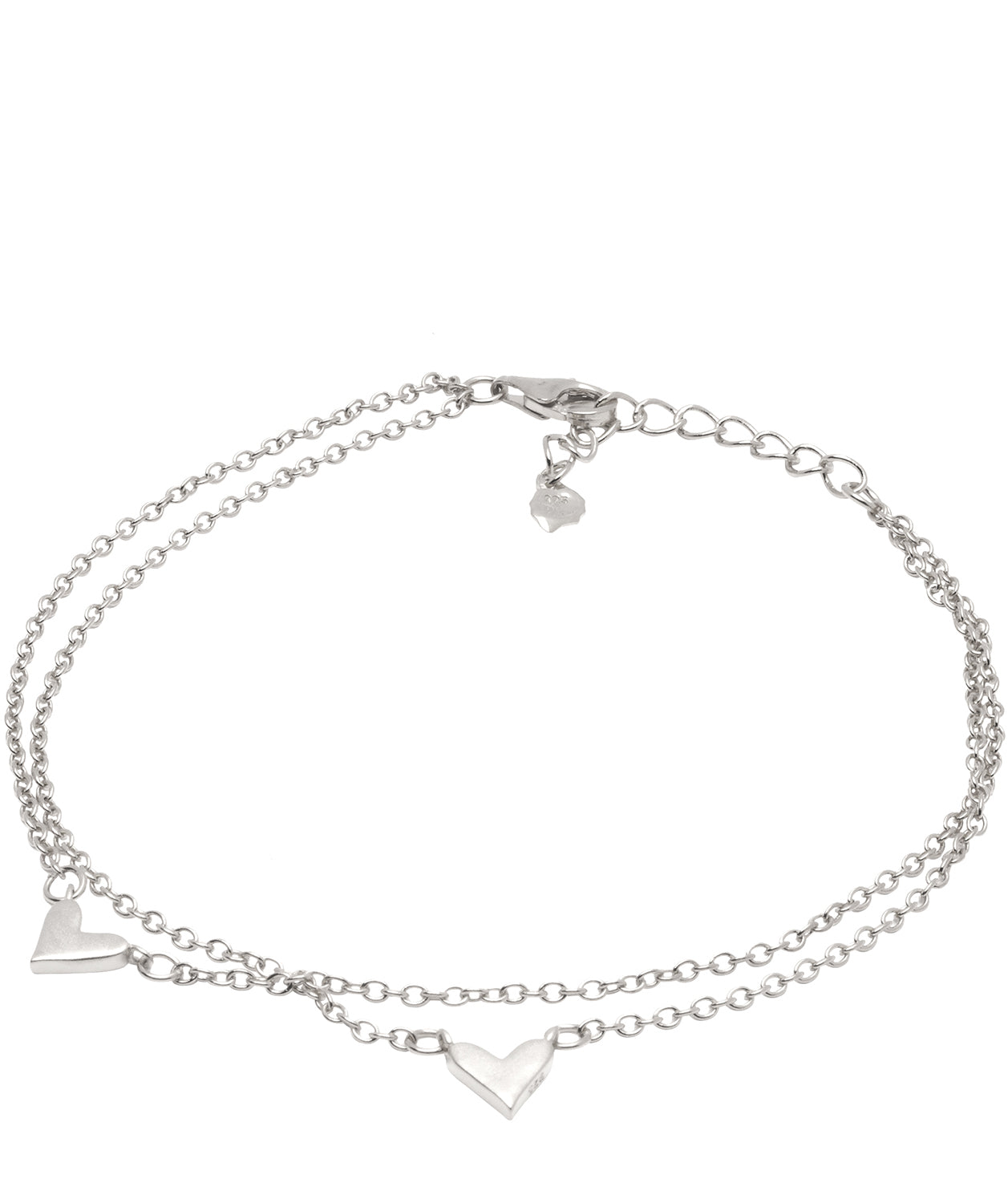 Gift Packaged 'Chloe' 925 Silver Double Chain Heart Bracelet