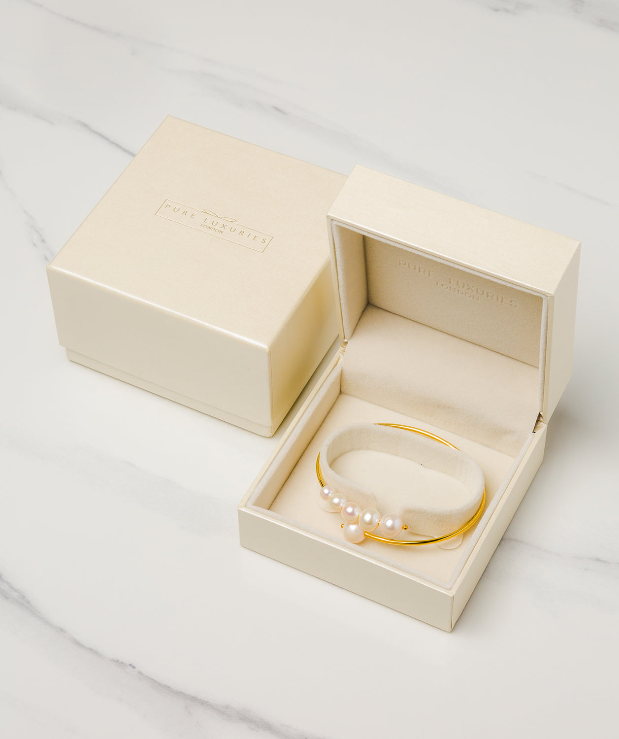 Gift Packaged 'Trina' 18ct Yellow Gold Plated Sterling Silver Freshwater Pearl Cluster Bangle