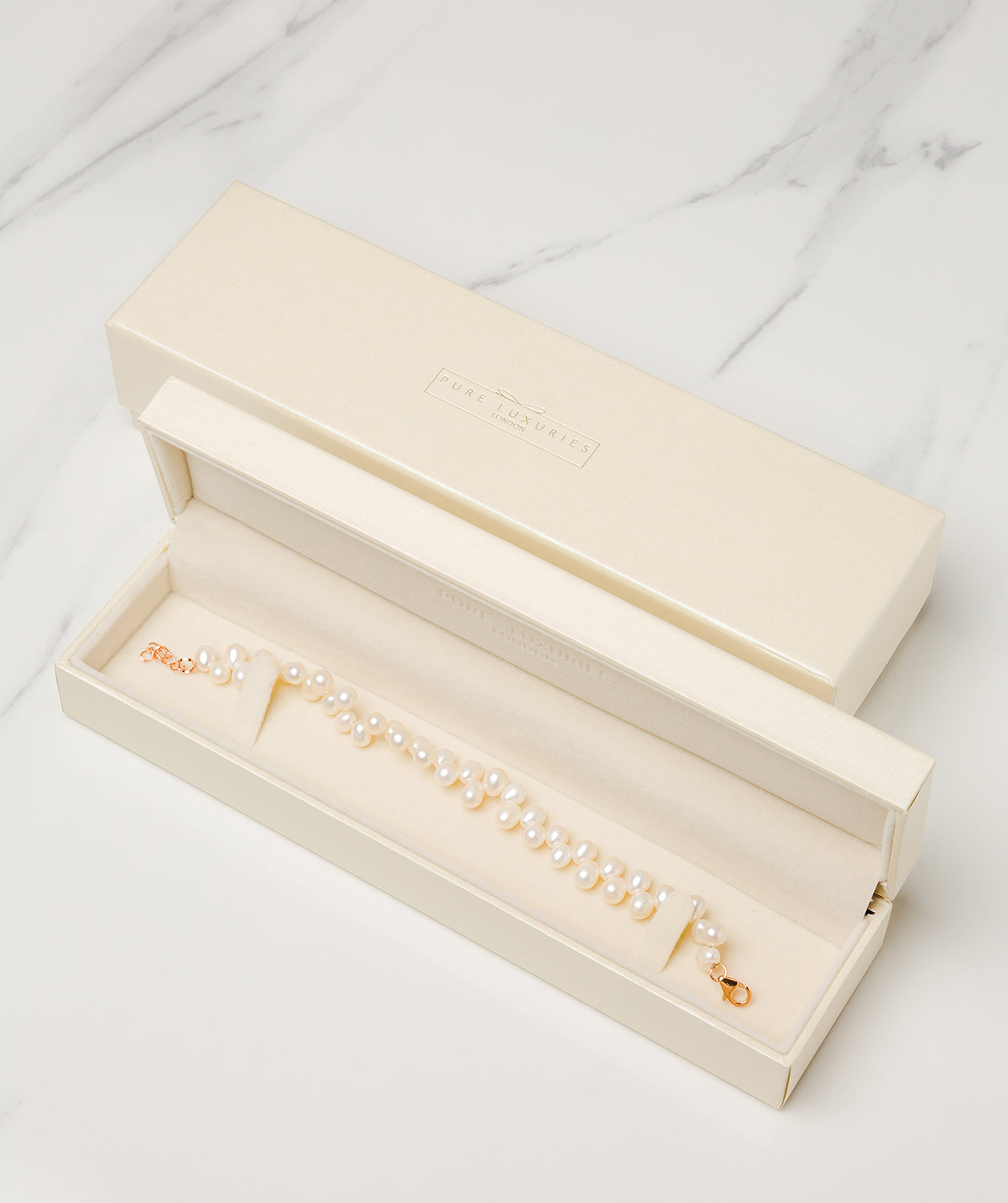 Gift Packaged 'Mildred' 18ct Rose Gold Plated Sterling Silver Freshwater Pearl Bracelet