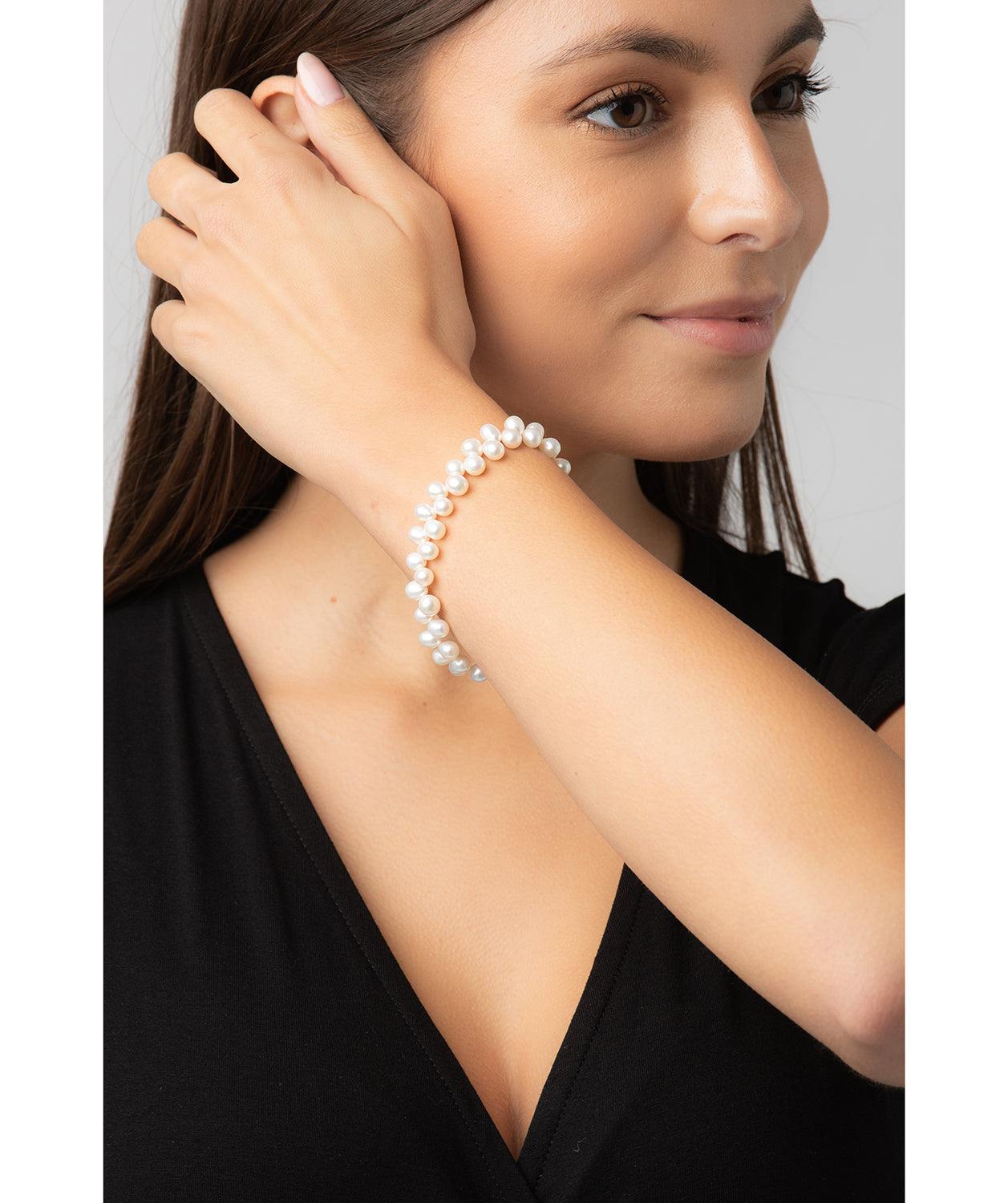 Gift Packaged 'Mildred' Sterling Silver Freshwater Pearl Bracelet