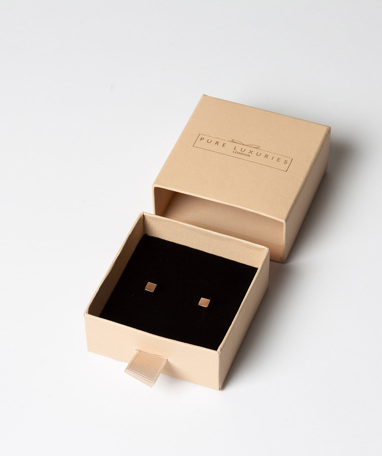 'Verina' Rose Gold Plated Sterling Silver Cube Stud Earrings image 3