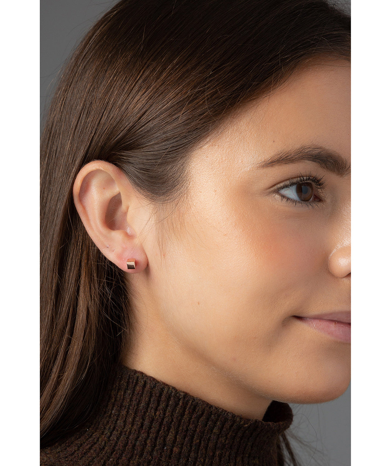 'Verina' Rose Gold Plated Sterling Silver Cube Stud Earrings image 2