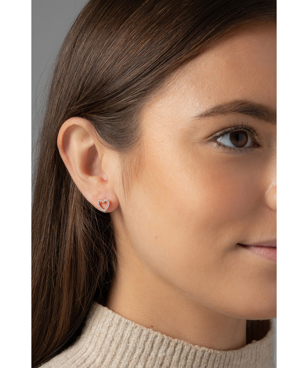 Gift Packaged 'Pau' 18ct Rose Gold Plated Sterling Silver Heart Stud Earrings