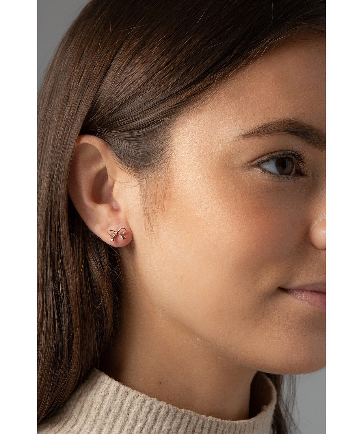'Tauria' Rose Gold Plated Sterling Silver Bow Ear Studs image 2