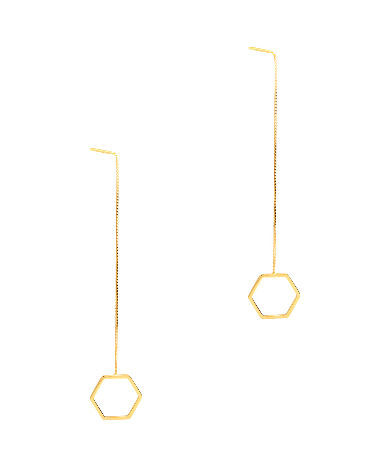 Gift Packaged 'Drancy' 18ct Yellow Gold Plated Sterling Silver Hexagon Drop Earrings