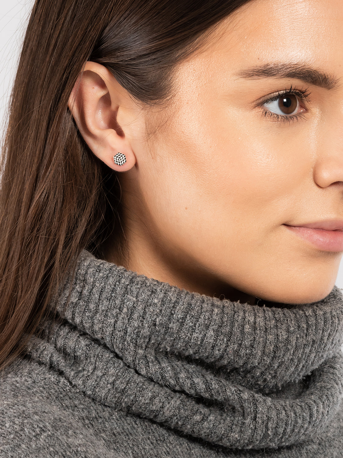 Gift Packaged 'Amoli' 925 Silver Geometric Stud Earrings