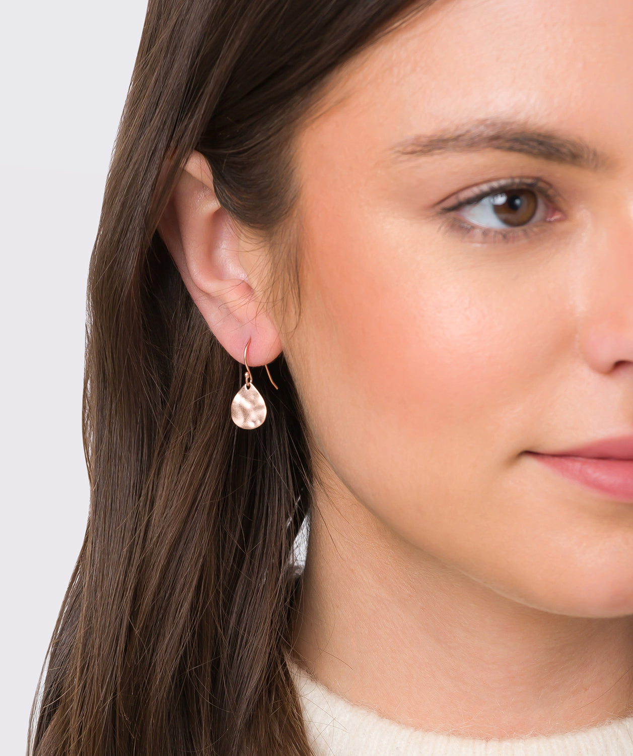 Gift Packaged 'Jamesina' Hammered 18ct Rose Gold Plated Sterling Silver Drop Earrings