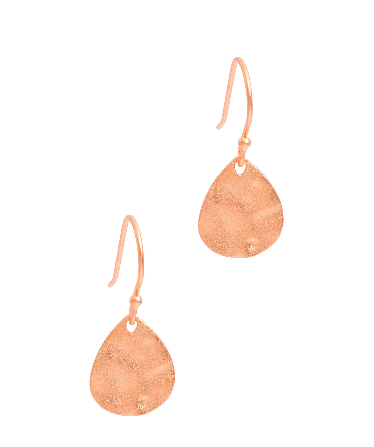 Gift Packaged 'Jamesina' Hammered 18ct Rose Gold Plated Sterling Silver Drop Earrings