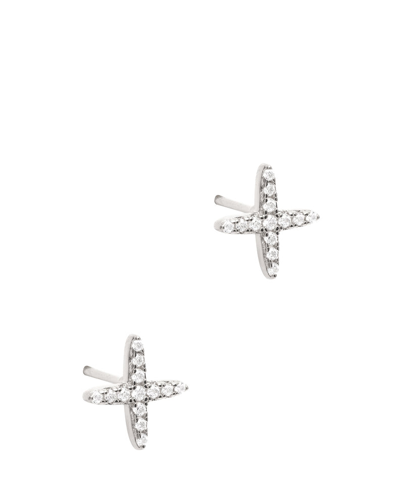 Gift Packaged 'Kirstine' Sterling Silver Cubic Zirconia Cross Stud Earrings