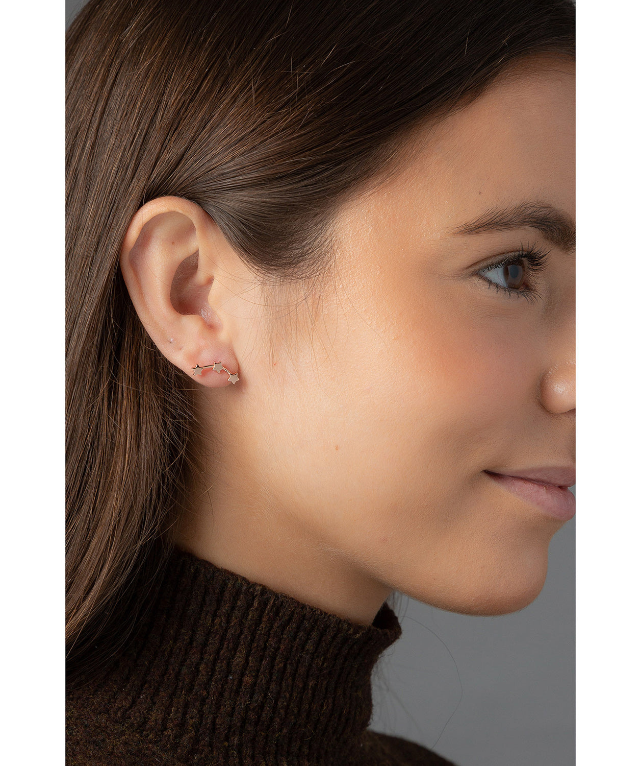 'Meriall' Rose Gold Plated Sterling Silver Trio of Stars Earrings image 2