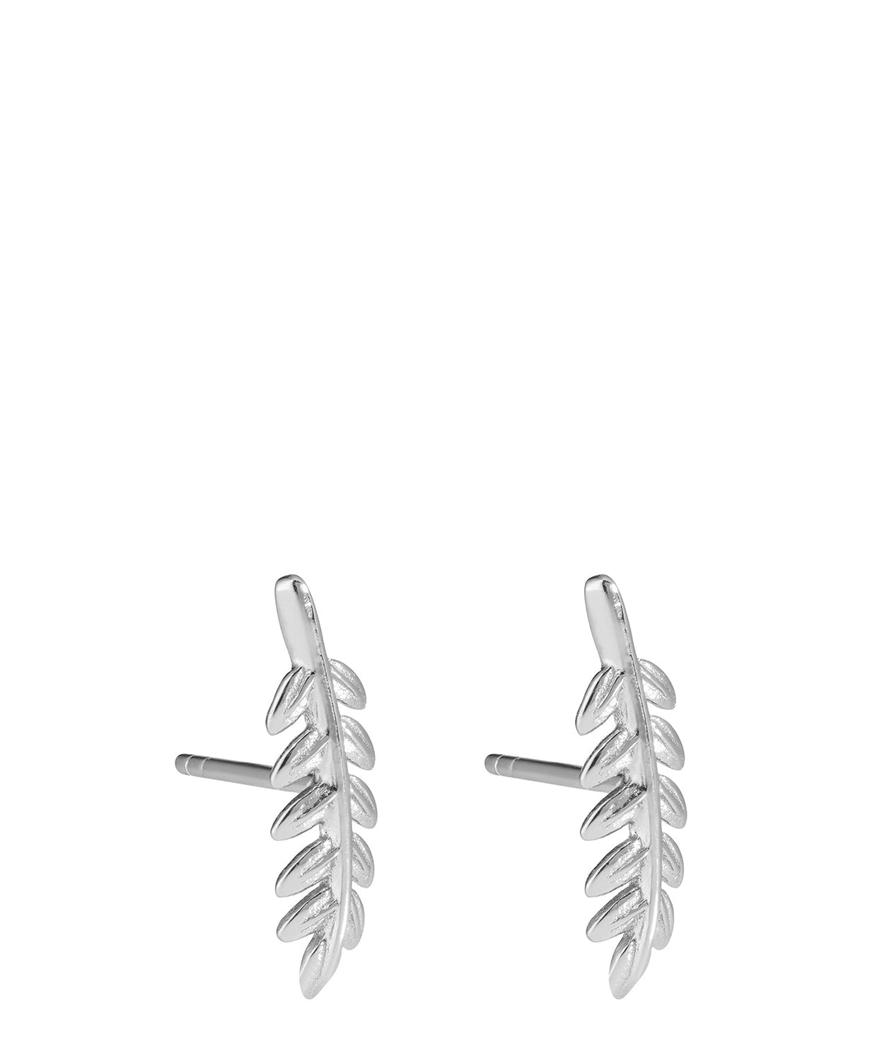 'Millau' Sterling Silver Leaf Stud Earrings image 1