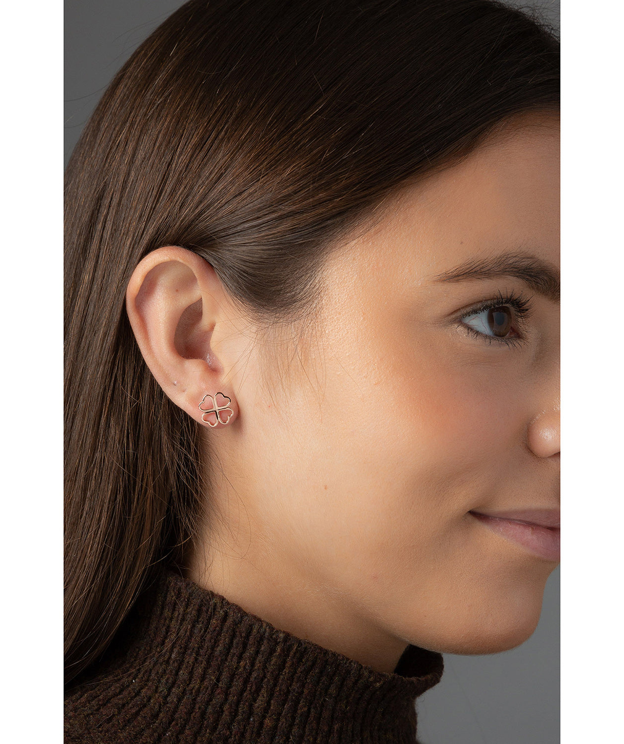 'Tanaquil' Rose Gold Plated Sterling Silver Four Leaf Clover Earrings image 2