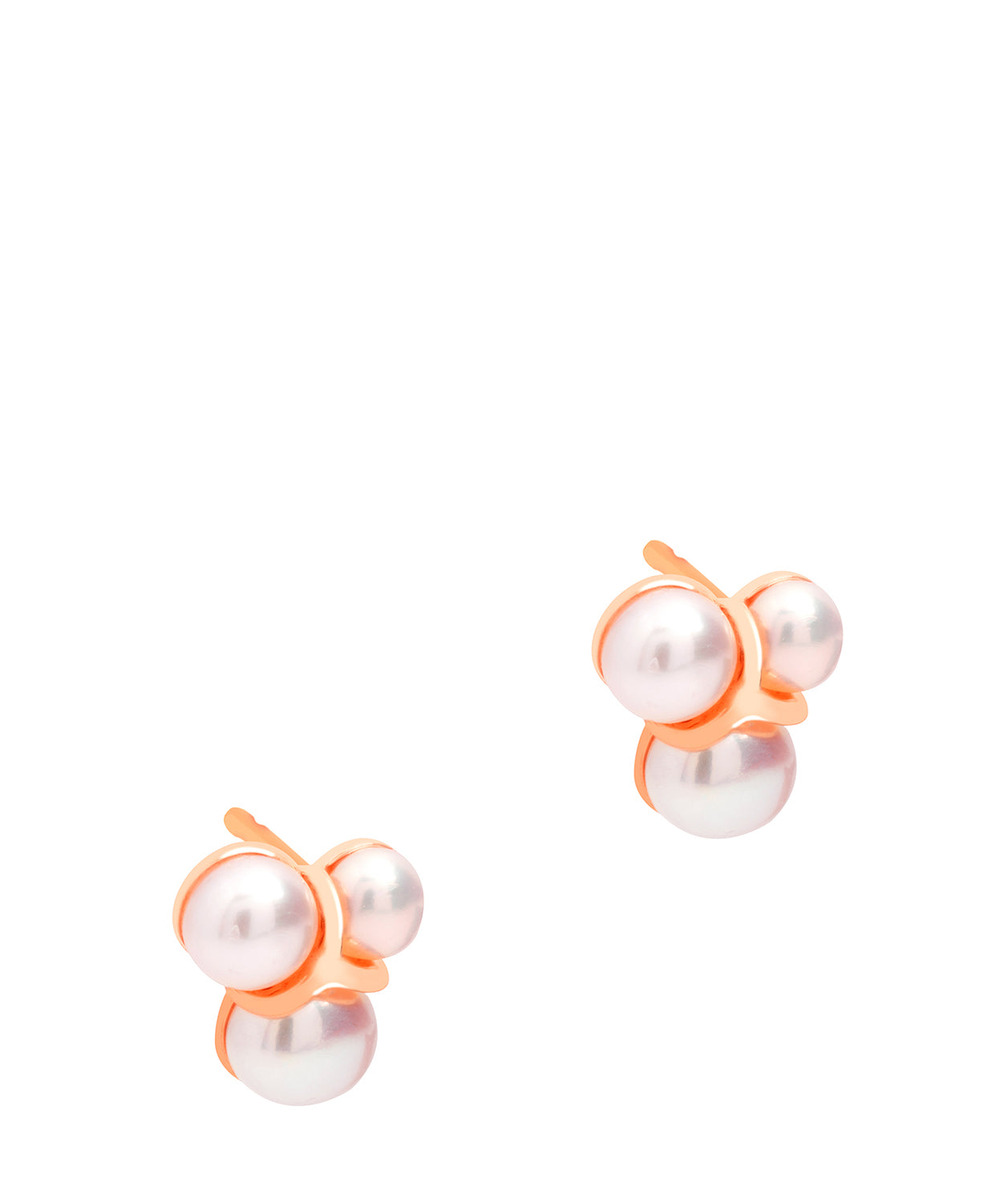 Gift Packaged 'Clémence' 18ct Rose Gold Plated Sterling Silver Pearl Studded Earrings