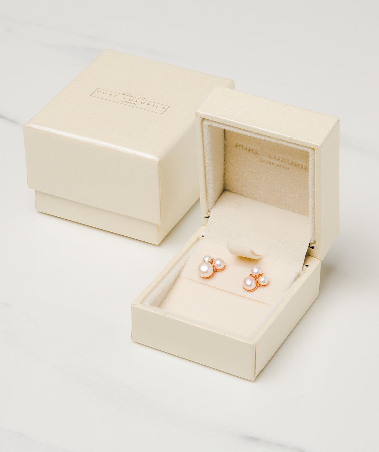 Gift Packaged 'Clémence' 18ct Rose Gold Plated Sterling Silver Pearl Studded Earrings
