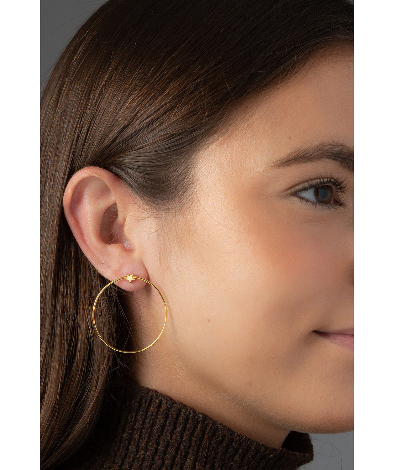 Gift Packaged 'Raphalle' 18ct Yellow Gold Plated Sterling Silver Hoop & Star Earrings