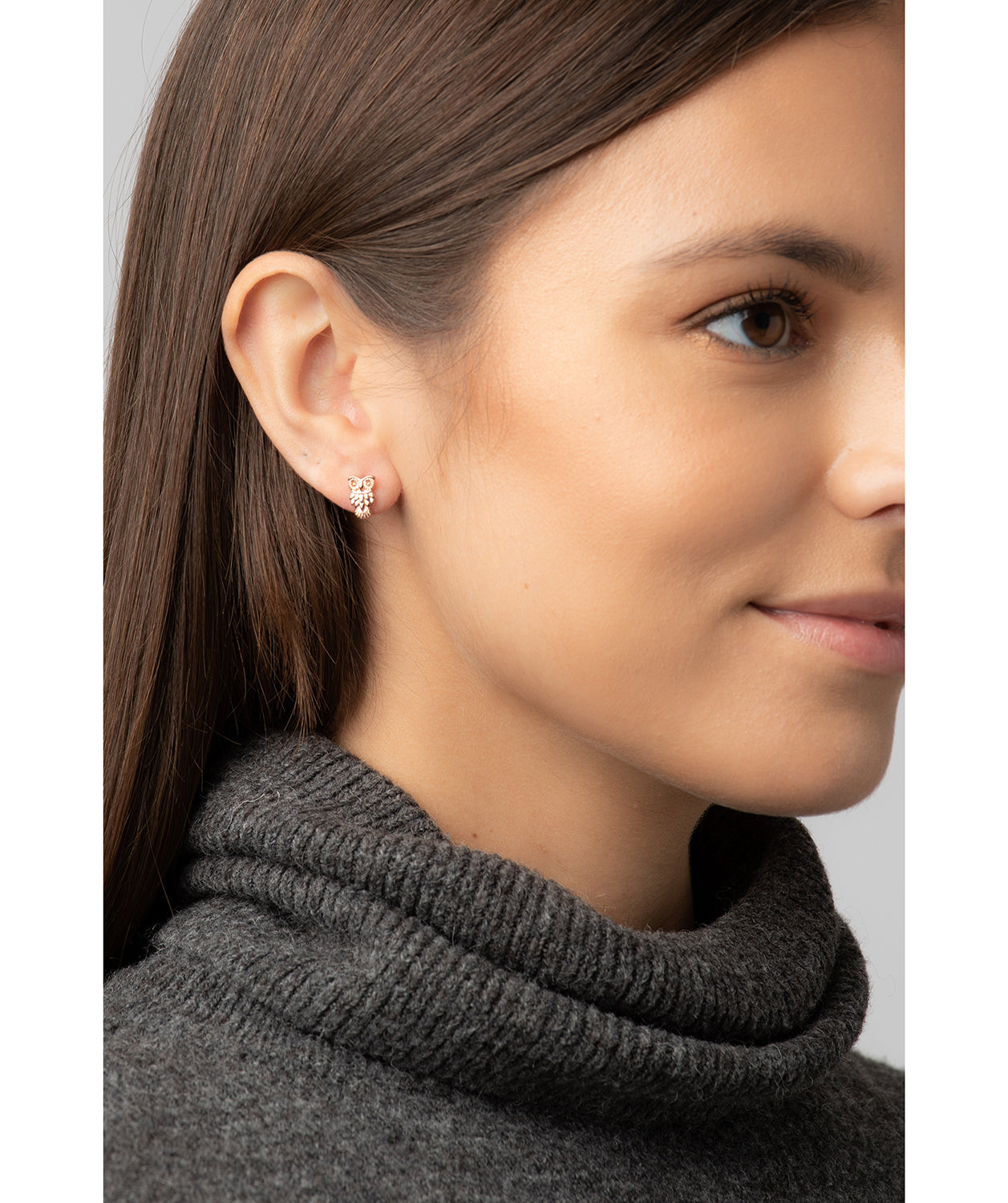 Gift Packaged 'Lowri' 18ct Rose Gold Plated Sterling Silver Owl Earrings