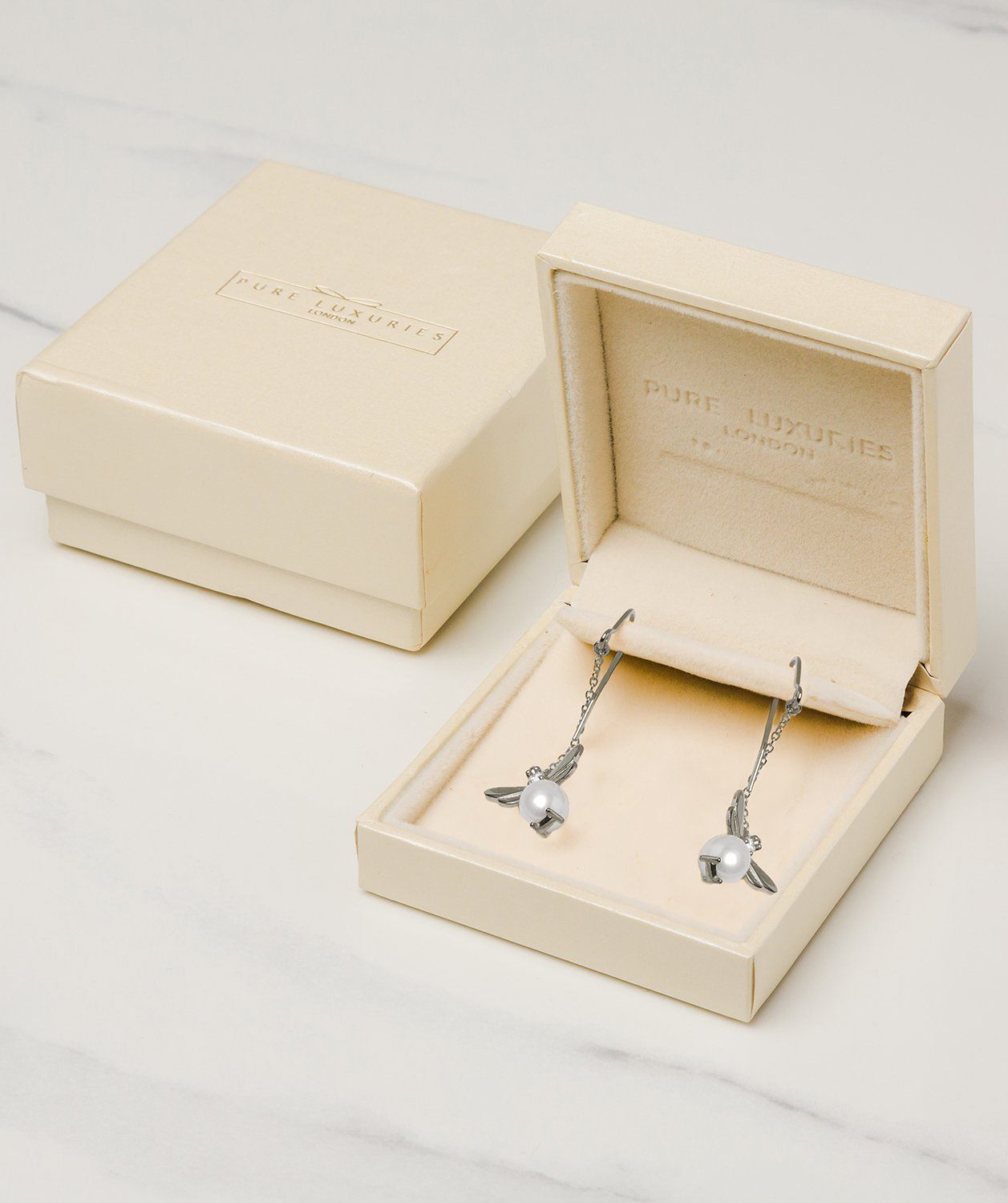Gift Packaged 'Neith' Sterling Silver Pearl Bee Earrings