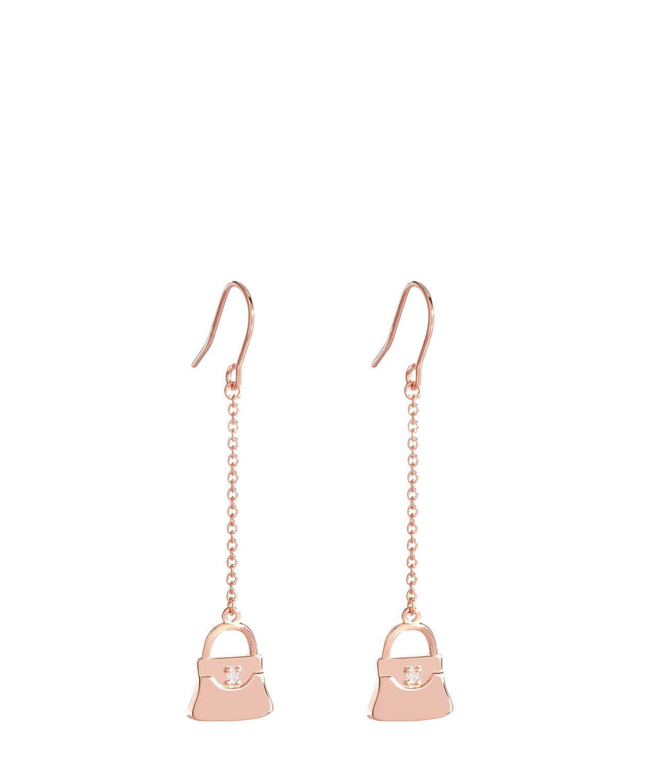 'Maxima' Rose Gold Plated Sterling Silver Handbag Drop Earrings image 1